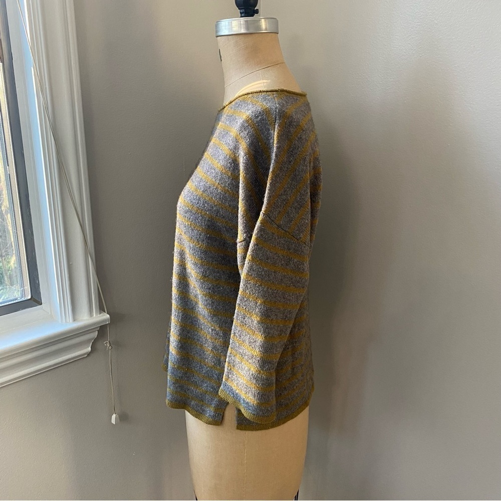 Eileen Fisher Women’s Yak & Lambswool Yellow Green & Gray Boxy Sweater Sz M - Picture 9 of 15